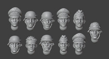 WW2 German Soldiers Heads & Bases, 20mm, 1:72...