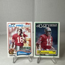 Two Vintage Joe Montana Football Cards 1982 1983 Topps Nice Condition See Pics!