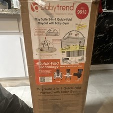 Baby Trend Play Suite 3-in-1 Quick-Fold Play Yard w/ Baby Gym Gray 9613
