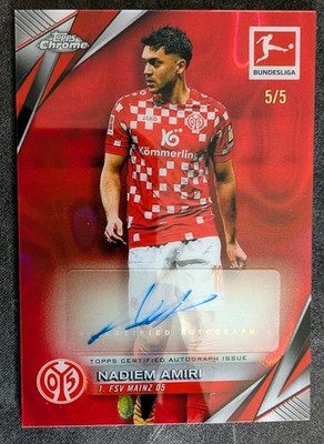 2024-25 Topps Chrome Bundesliga BA-NA Nadiem Amiri Red Lava AUTO Variation /5
