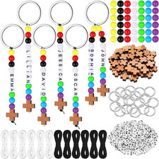 564 Pcs DIY Wood Cross Keychain Making Kit Easter Key Chain Craft