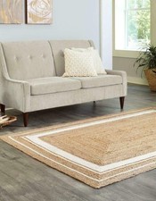 Natural Sustainable Neutral Color for Living Room Rectanangle Jute Rug Handmade