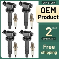 Set of 4 Ignition Coil + Spark Plug UF247 fit 2000-08 Toyota Corolla Celica 1.8L