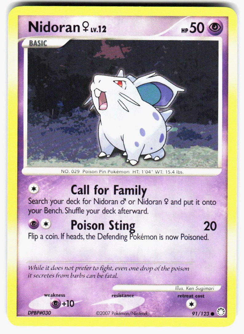 Nidoran F 91/123 Common Mysterious Treasures Pokemon Near Mint