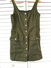 GAP Army Green Overalls Utility Dress - Petite SMALL - Sleeveless Tank Buttoned