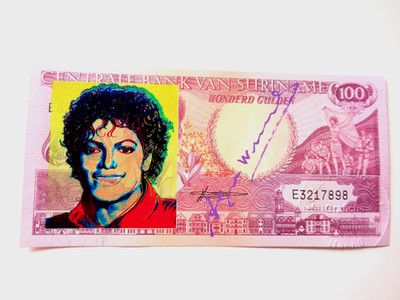 A) A. WARHOL 100 GULDEN BANKNOTE SKIZZIERT,  HANDSIGNIERT, PS 20.01.1987,  TOPP