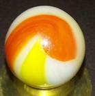 Akro Agate SPECIAL Corkscrew Marble, Yellow, White, Orange, .65 — photo 1