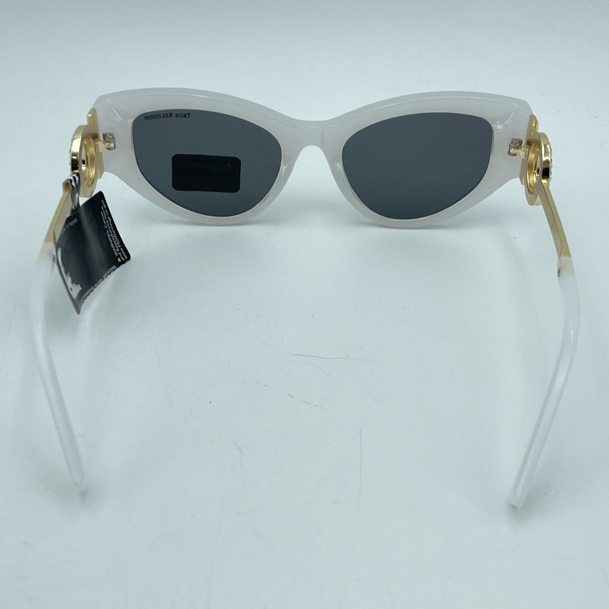 TRUE RELIGION Sunglasses White Cat Eye Gold Stem Rhinestone  display picture 2