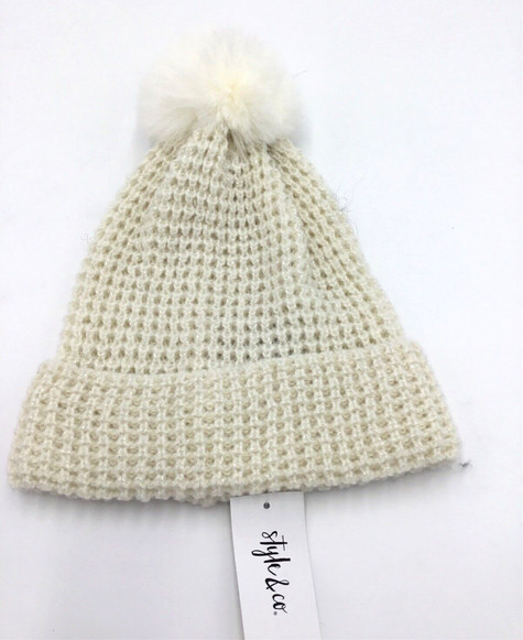 Женская шапочка Style - Co с помпонами из искусственного меха цвет слоновой кости Один размер 2790₽