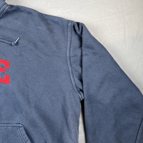 Vintage Embroidered Sweatshirt Size M Navy Blue Hoodie - Picture 9 of 19