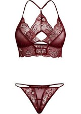 2-tlg Set Bustier und String Gr. 40/42 Kastanienrot Erotikwäsche Dessous Neu