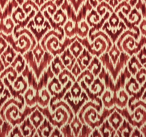 BALLARD DESIGNS KIRBY RED IKAT DESIGNER MULTIUSE LINEN FABRIC BY THE YARD 55"W