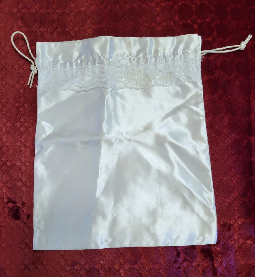 Bolso Vintage Blanco Satinado Encaje Cordón Nupcial Boda Ocasión Especial 13"x 11" Foto 2 de 4