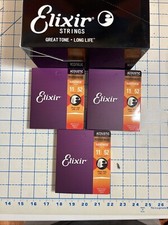 3pack Elixir  16027 NANOWEB ACOUSTIC GUITAR STRINGS LIGHT 11-52 PHOSPHOR BRONZE