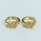 Cute New Yellow Gold Plated 9 Clear White Round Cz Gemstone Huggie Hoop Earrings