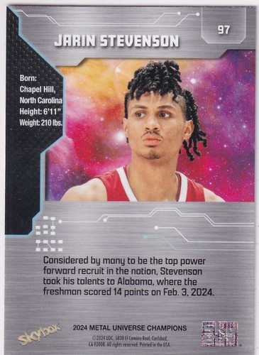 2024 Skybox Metal Universe Champion N. 97 Jarin Stevenson Rookie - Foto 2 di 2