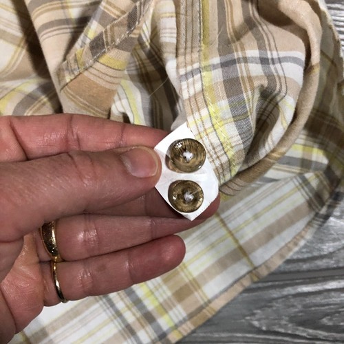 Sean John Shirt Adult 2XL Beige Plaid Short Sleeve Button Up Casual Mens 3675 - Picture 6 of 10