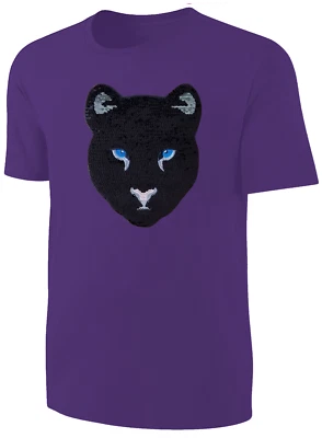 MARKENLOS Kinder Schwarzer Panther Wendepailletten T-Shirt - Leopard Jaguar Shirt - Lila