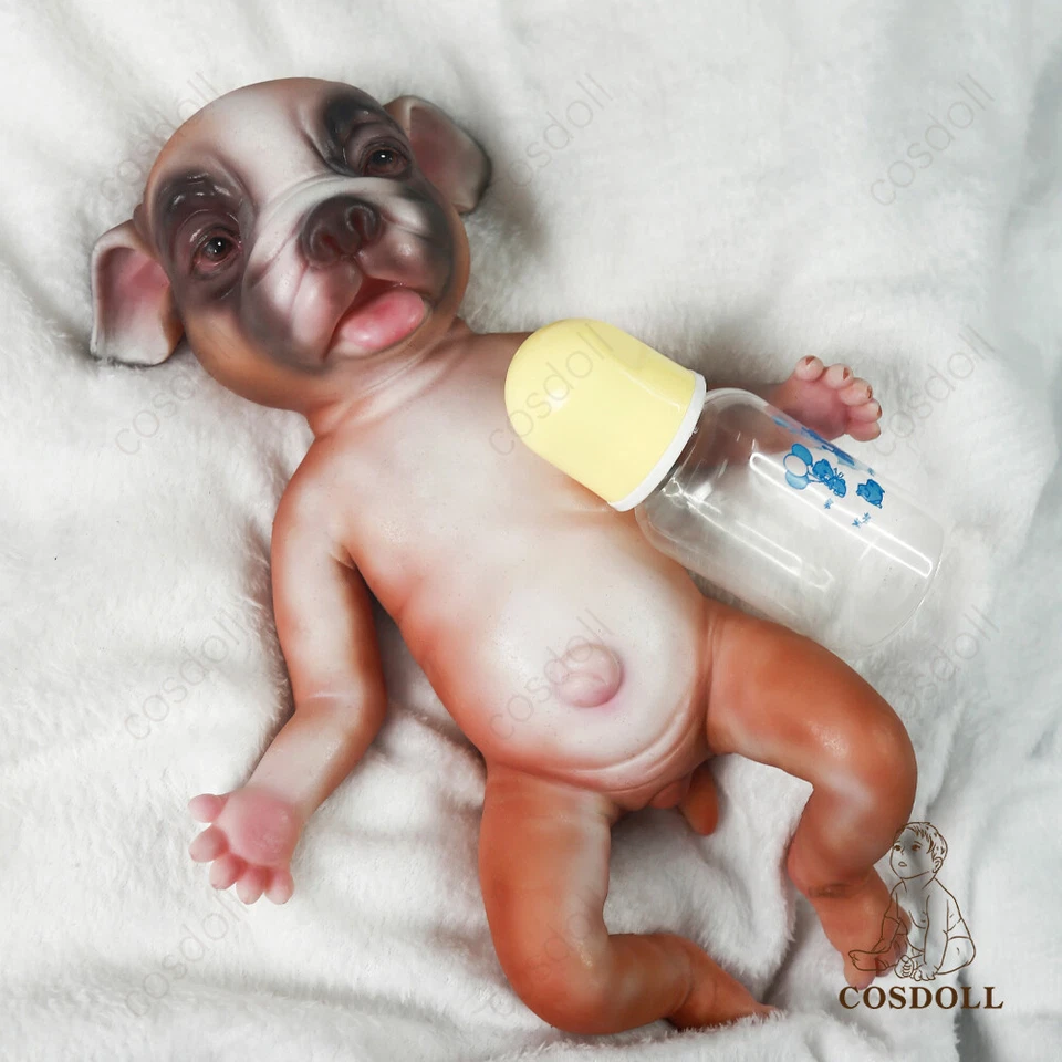 13.7" Soft Silicone Yellow Dog Reborn Puppies Doll Lifelike Handmade Dog Dolls - Image 4 of 4