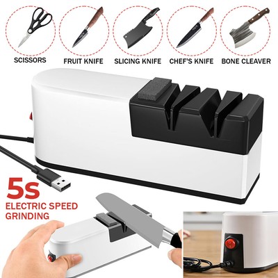 Pro USB Electric Scissor Knife Sharpener 3 Stage Chef Knife for Quick Sharpening