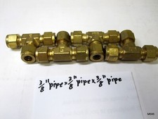 4-QTY Parker 164C-6  3/8" Compression Brass Union Tee