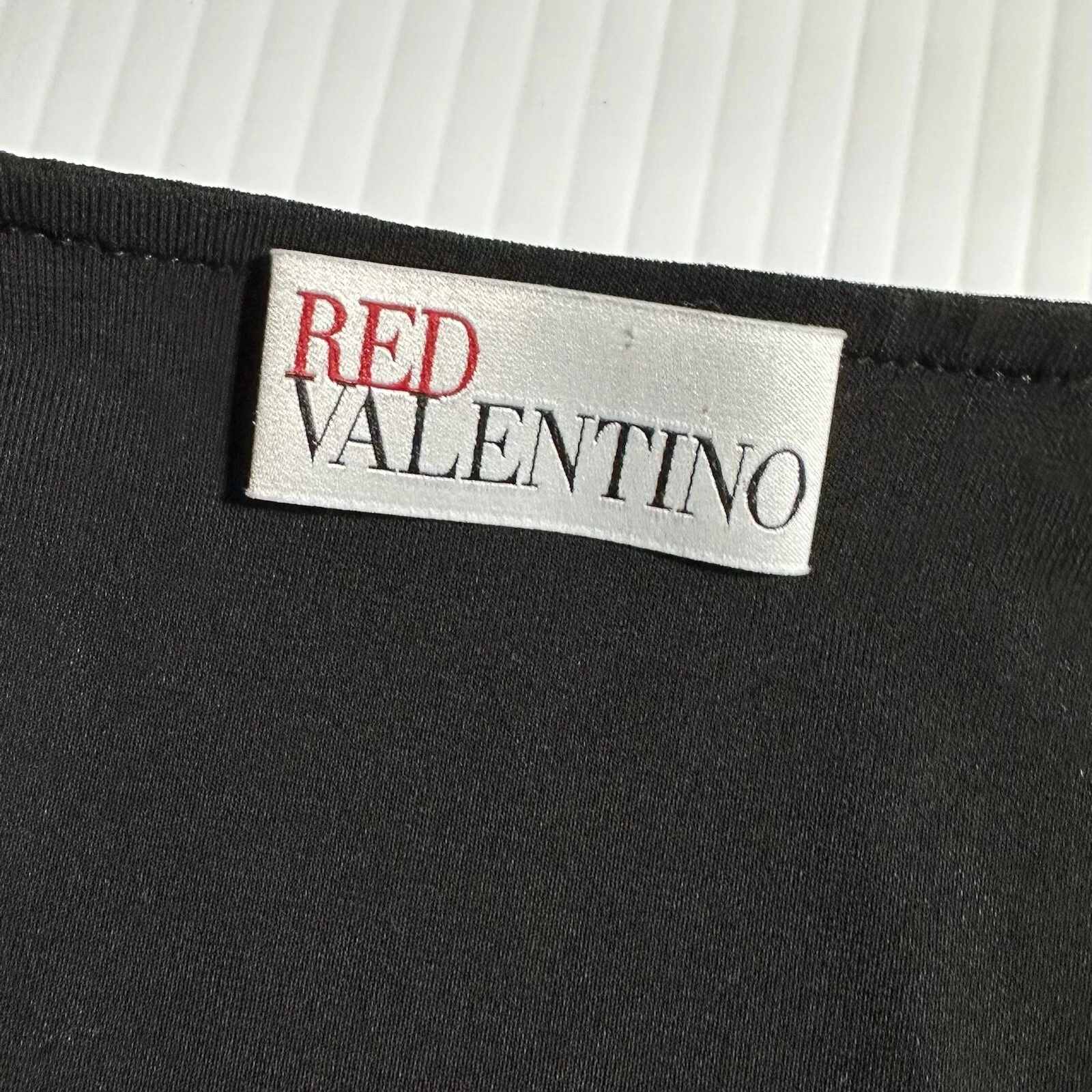 Top donna RED VALENTINO nero avvolgente taglia XS blusa peplo cravatta vita manica lunga