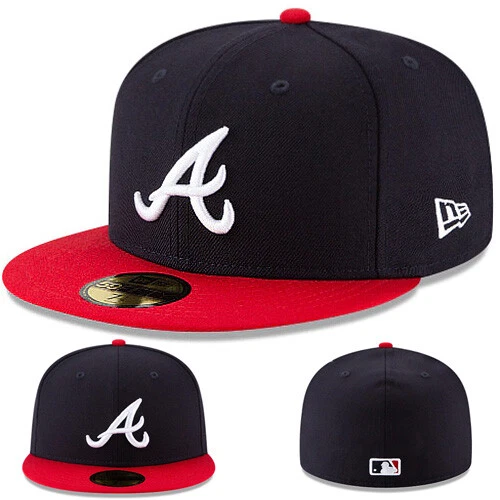 New Era Flat Brim 59FIFTY Essential Atlanta Braves MLB Black Fitted Cap