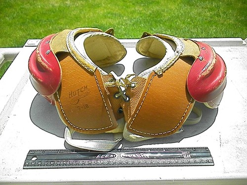1930s - 40s Hutch H-18 S-18 Leather Football Helmet Shoulder Pads Dog Ear Style - Picture 10 of 12