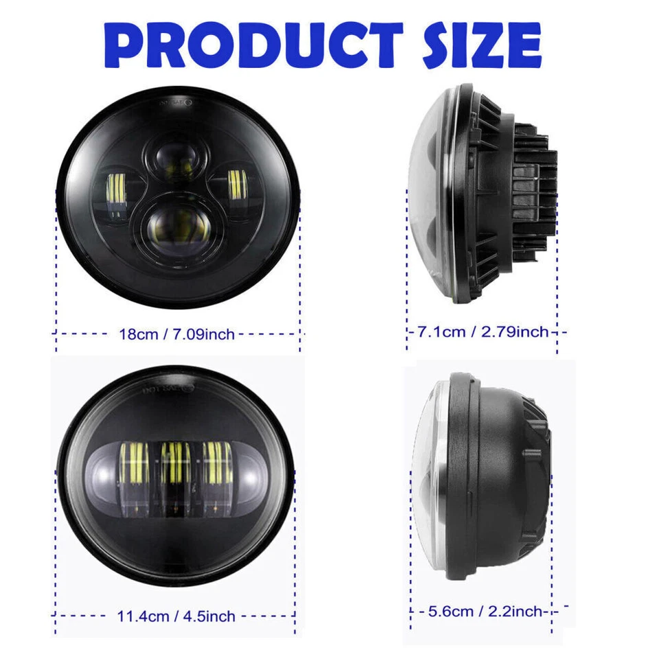 Faro LED de 7" y faros antiniebla de 4,5" para Yamaha V-Star XVS 650 950 1100 1300 Foto 4 de 4