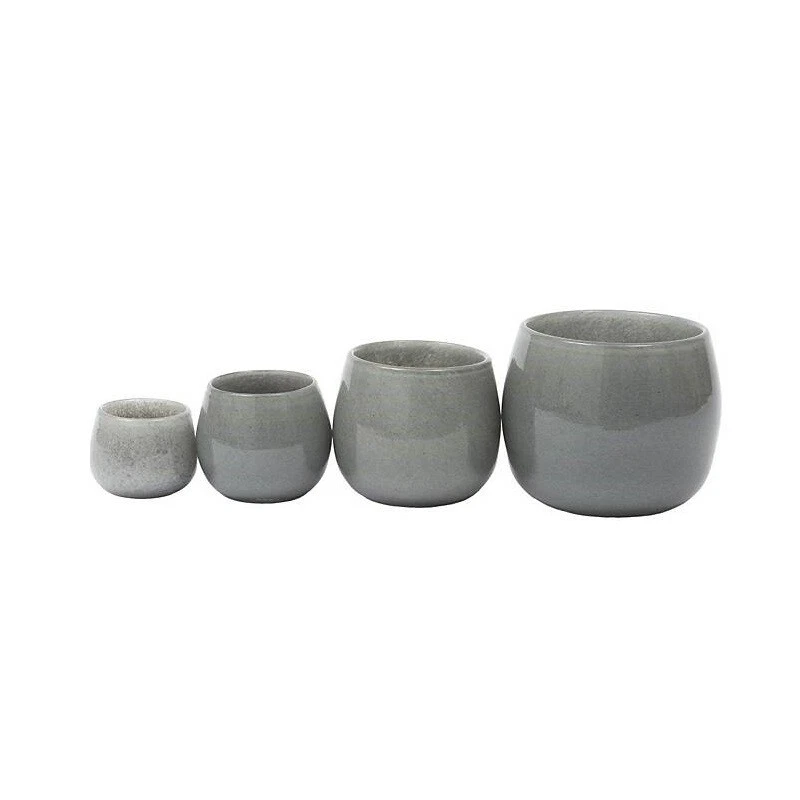 Blumentopf Übertopf mundgeblasenes Glas Pott Grau div. Größen - Bild 1 von 3