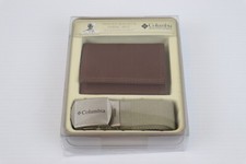 Columbia Sportswear Wallet Trifold Brown Fabric Belt Set New Open Box Never Used