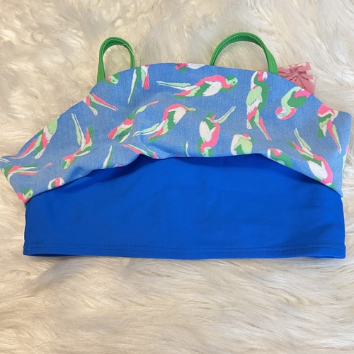 Joe Boxer Parrot Print 3 Piece Swimsuit Girls Size Small 6/6X Blue Green - Picture 5 of 8