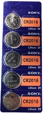 CR2016 SONY MURATA 5PK 3V LITHIUM (GREAT EXP 2032) DL2016 ECR2016 FREE SHIPPING