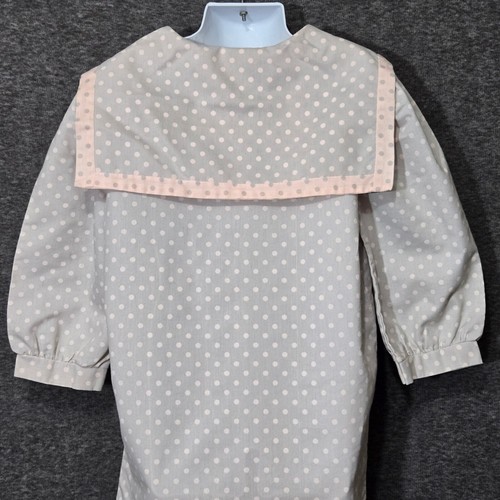 Diane Von Furstenberg Dress Girls 10 Gray Peach Polka Dot Drop Waist Vtg 80s - Picture 6 of 10