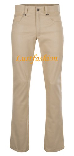 PANTALONES DE CUERO beige vaqueros de cuero nuevos pantalones de cuero crema pantalones de cuero - Imagen 2 de 4