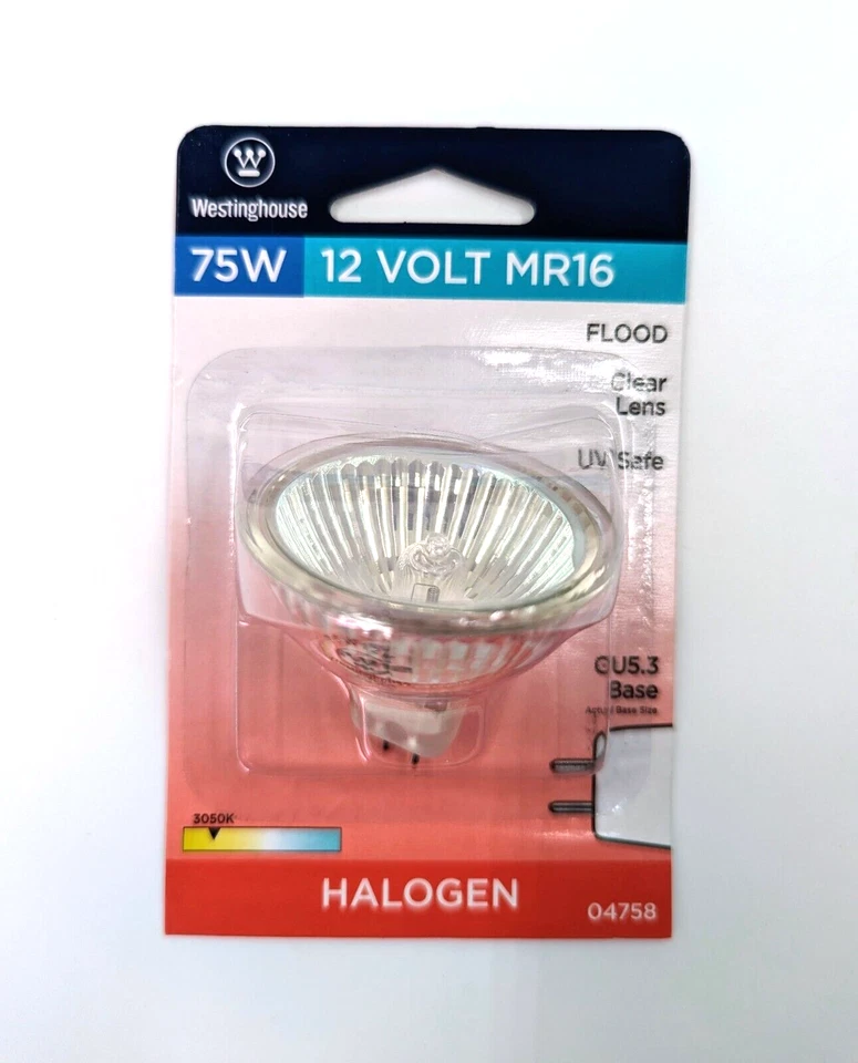 Six (6) Westinghouse 12 Volt 75w Flood 2-Pin GU5.3 Base Light Bulbs MR16 - Image 3 of 4
