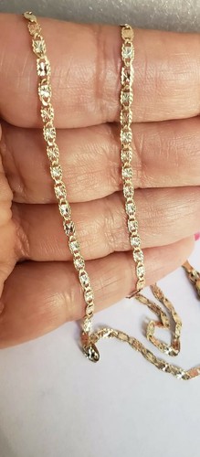 Real 10k yellow white and Rose gold chain necklace 2 mm 20 inches long - Picture 6 of 12