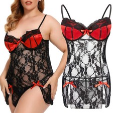 Womens See Through Sexy Lingerie Set Lingerie Costume Plus Size Babydoll Dress