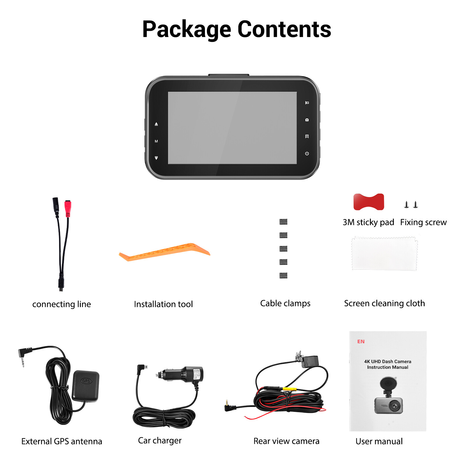 XGODY 4K 3In Dash Cam Touch Screen Dual WIFI GPS Voice Control Front & Rear HD eBay