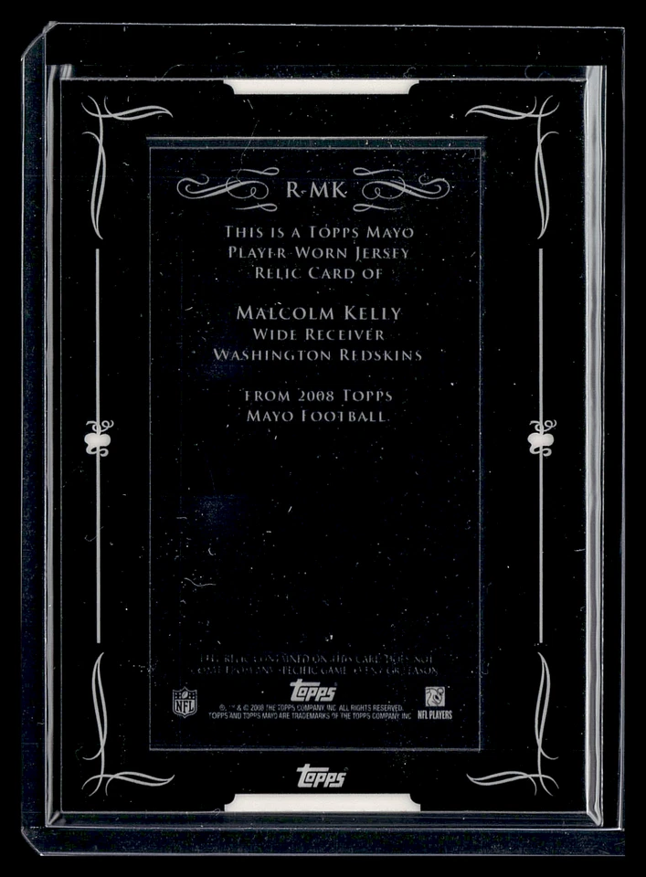 2008 TOPPS MAYO RELICS #RMK MALCOLM KELLY GAME USED JERSEY WASHINGTON REDSKINS - Image 2 of 3