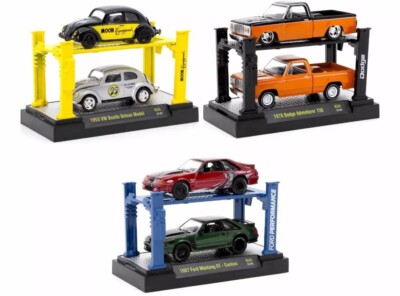AUTO LIFTS SERIES 26, SET OF 6 CARS 1/64 DIECAST MODELS BY M2