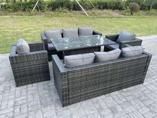 Image of Fimous Outdoor Rattan Garden Furniture Adjustable Rising Lifting Table Chairs 