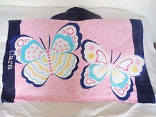 Pottery Barn Kids Butterfly Pink Blue Beach Wrap "Cara" Bath NWOT