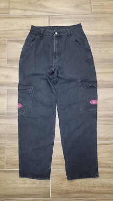 Shein Wake Baggy Cargo Jeans Black Denim Women’s Size