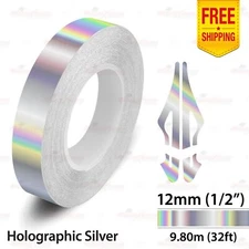 1/2" 12mm PinStriping Stripe Tape Styling Decal Vinyl Sticker HOLOGRAPHIC SILVER