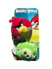VINTAGE 2011 Angry Birds Round Plush Lot of 2 Bean Bag Soft Commonwealth Toys
