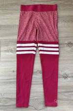 Bombshell Sportswear Pink Maroon Thigh High Leggings XS Gym Training Active