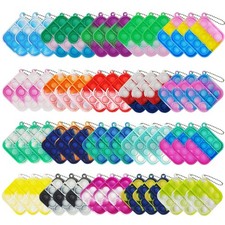 60 Mini Pop Bubble Fidget Toys - Silicone Keychains for Party Favors Prizes