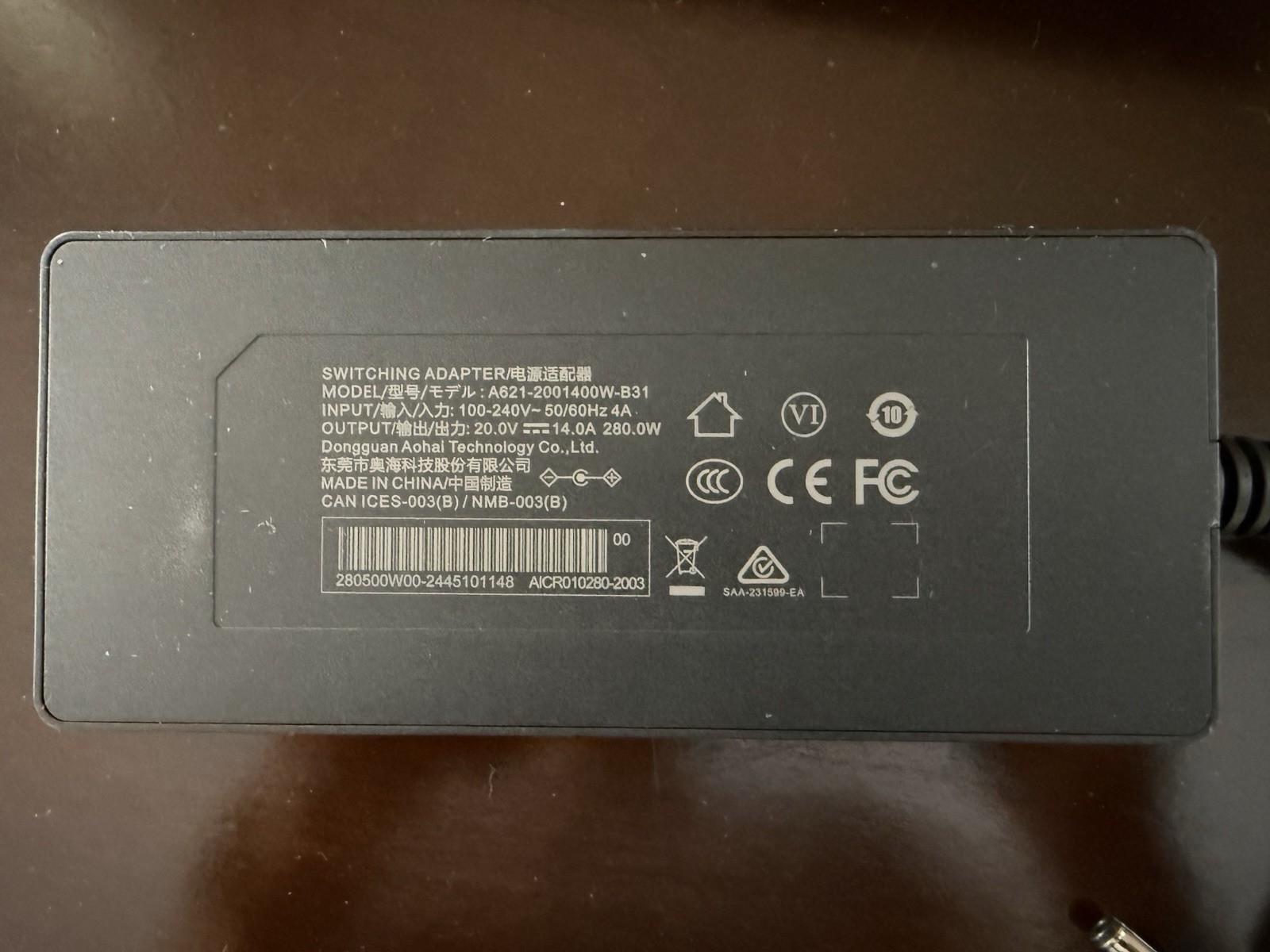 EON16-X Origin PC Power Adapter. New open box 