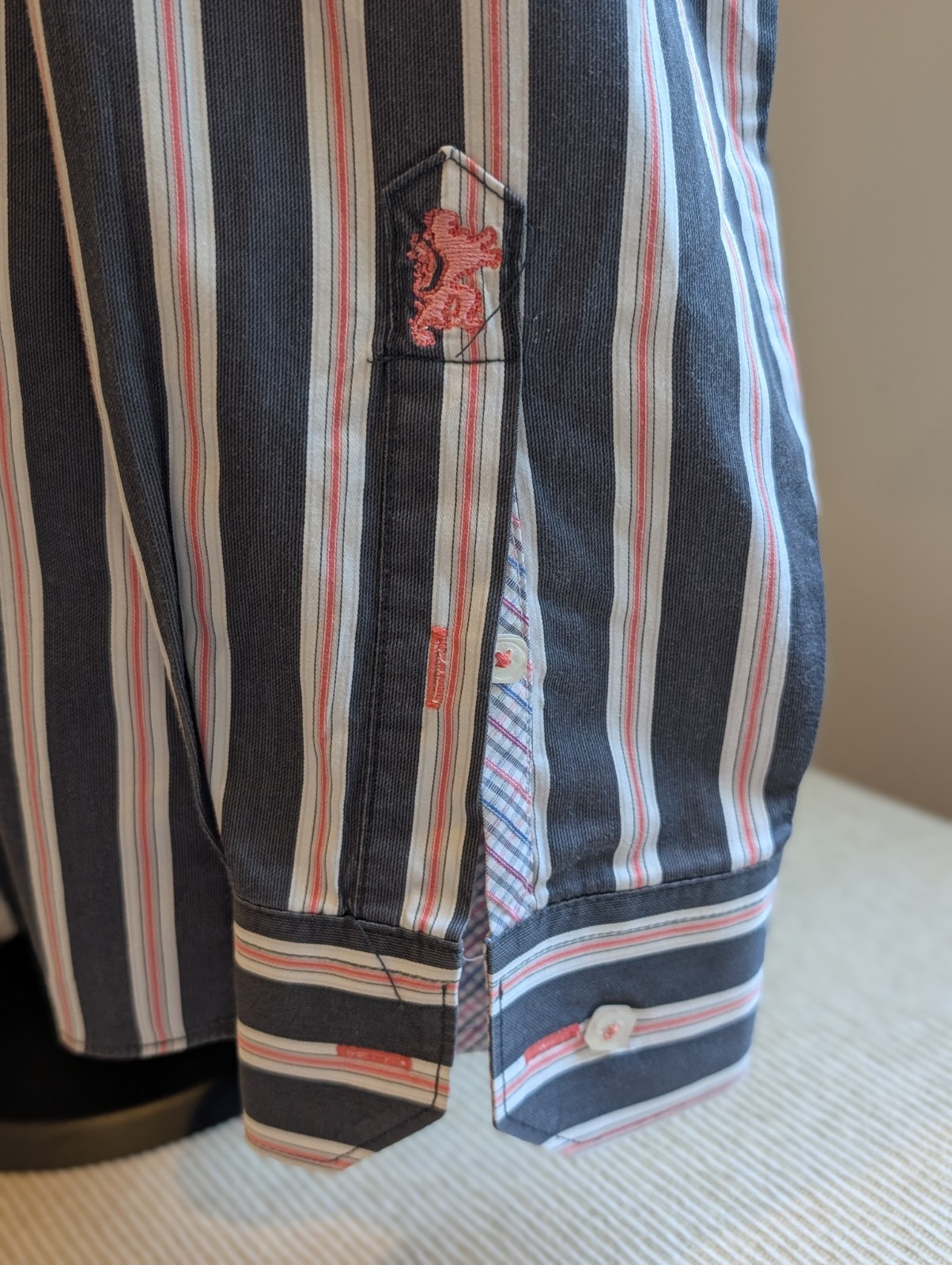 Bugatchi Cotton Square Button Striped Shaped Fit … - image 4